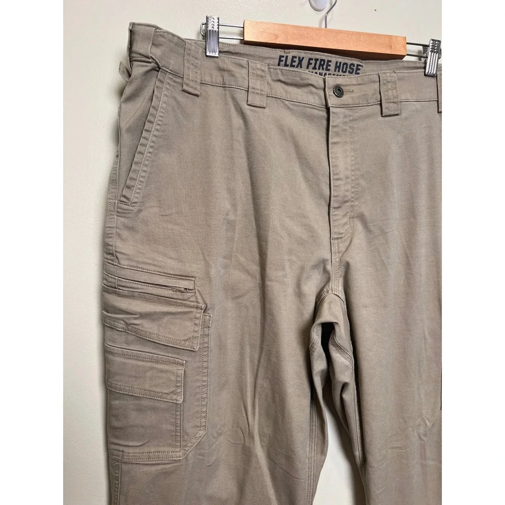 Duluth Flex Fire Hose Cargo Pants Relaxed Canvas Mens 40x30 Tan Solid Workwear